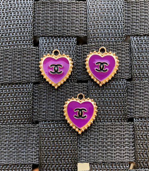 Purple heart metal charm