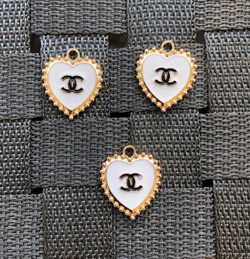 White heart metal charm