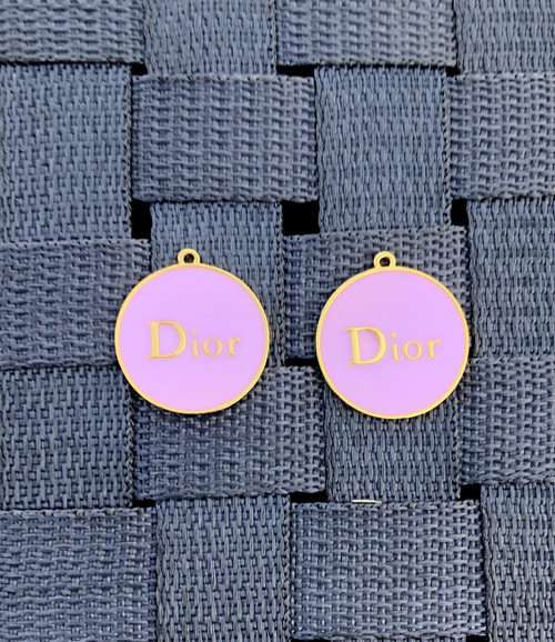 Purple round metal charm #2 gold or silver