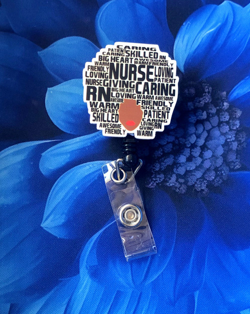 Nurse Afro woman planar badge reel