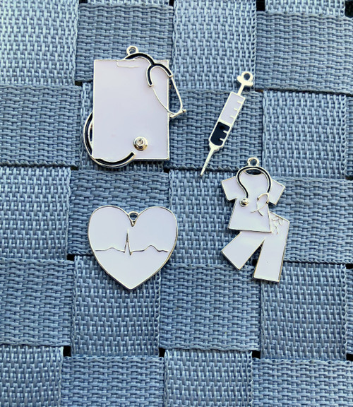 4pc white medical charm set