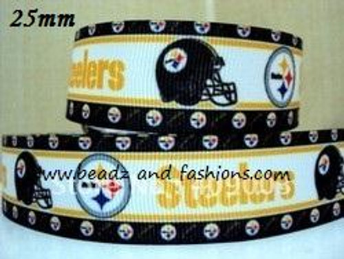 Steelers Border  1inch sports Ribbon