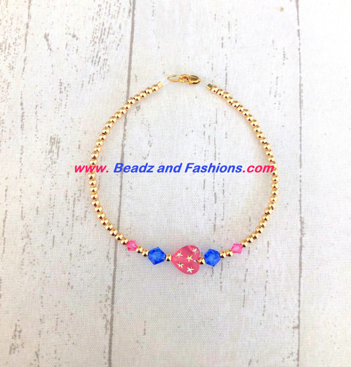 14k gold filled two tone heart stardust bracelet