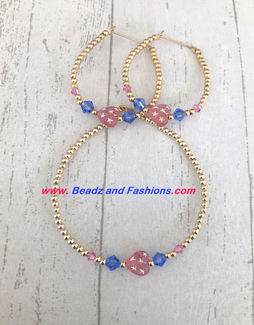 14k gold 2pc two tone Stardust heart set
