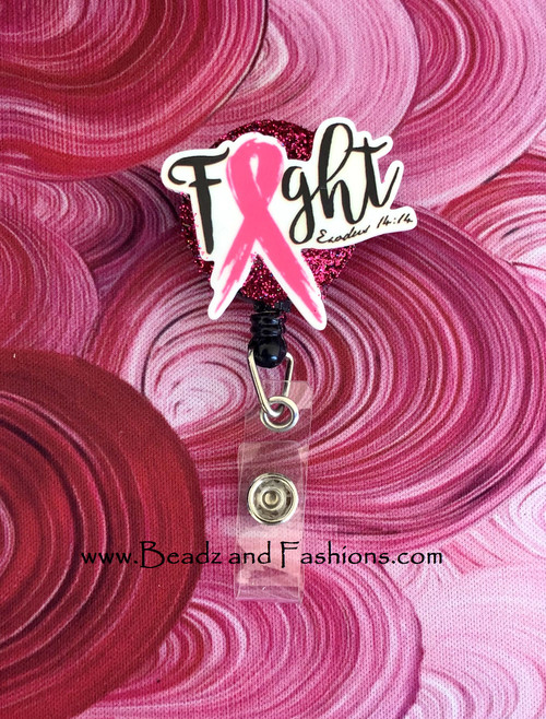 Pink Breast cancer Fight badge reel #5