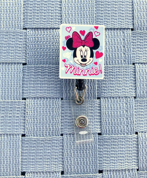Minnie Mouse Gray planar badge reel