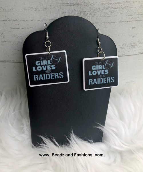 Girl loves Raiders planar earrings #1
