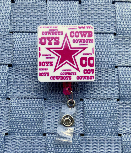 Cowboys pink planar badge reel
