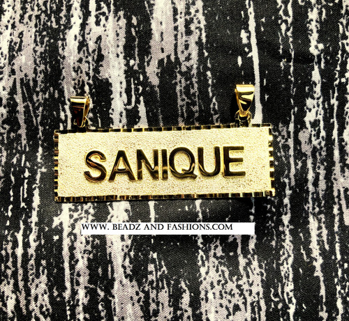 14k gold filled Sanique Block nameplate