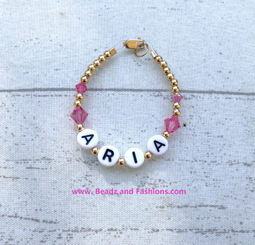 14k gold ANY COLOR Name bracelet kids