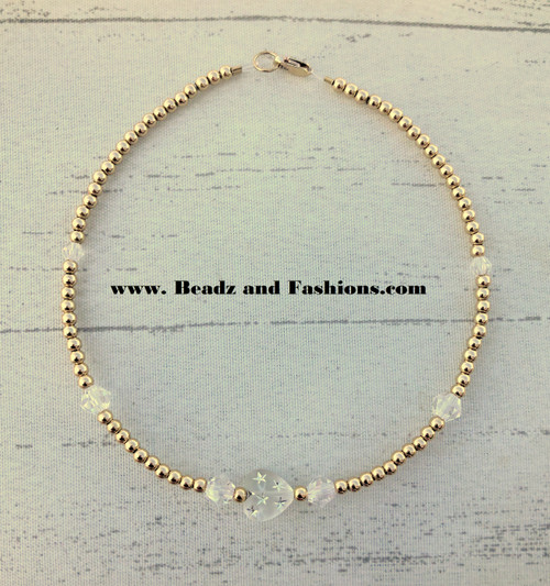 14k gold ANY COLOR stardust heart Anklet