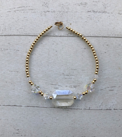 14k gold clear square bracelet