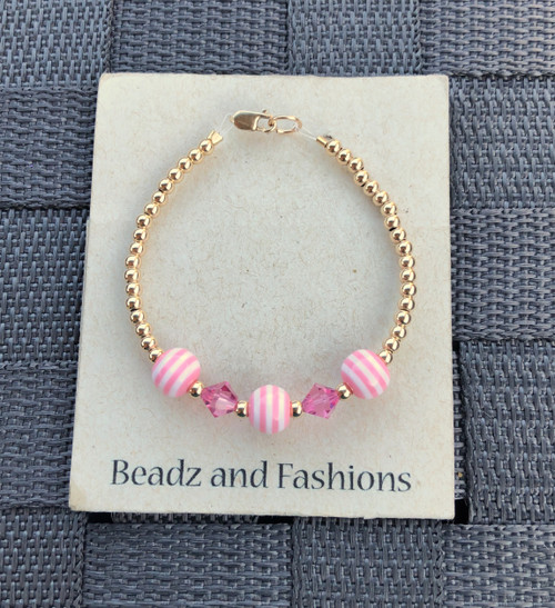 14k gold pink stripe bracelet #2