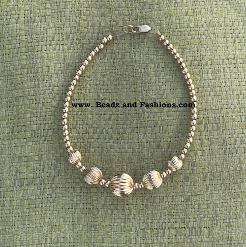 14k All gold corrugated ball bracelet #3