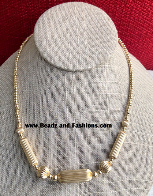 14k All gold  tube chunky necklace #3