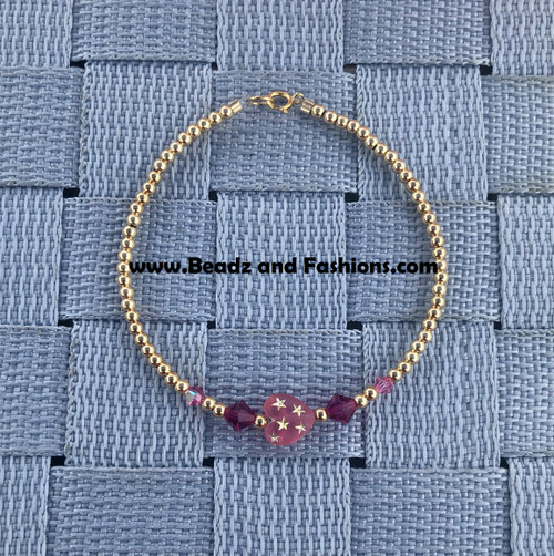 14k gold filled two tone heart stardust bracele2