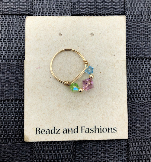 14k gold filled 3 stone birthstone ring