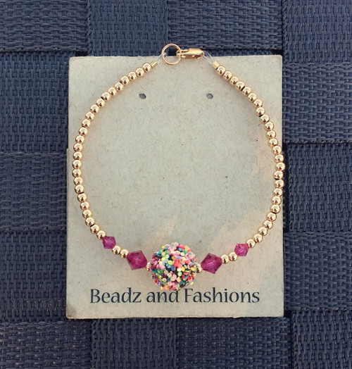 14k gold filled fuchsia unicorn bracelet