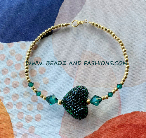 14k gold XL May Pave heart bracelet
