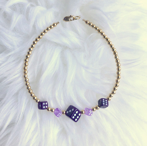 14k Gold  Purple Dice bracelet #3