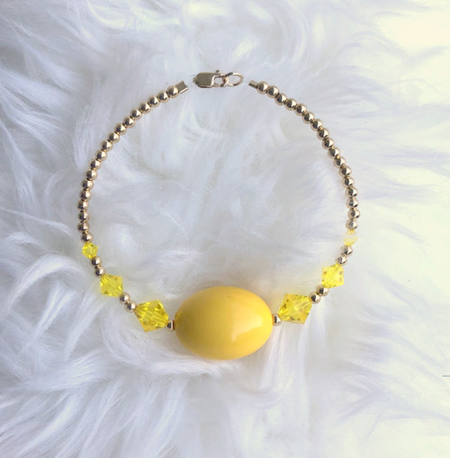 14k gold filled yellow oval gumball bracelet