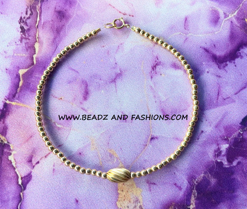 14k All gold twist barrel bracelet #1