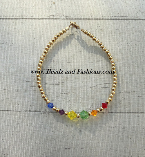14k Gold Rainbow crystal bracelet #1
