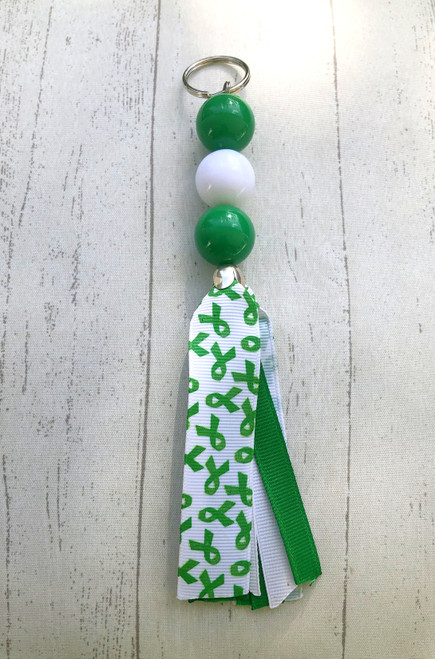 Green Ribbon Cancer medium  tassel Keychain