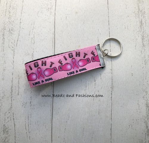 Breast cancer pink fight fob Keychain