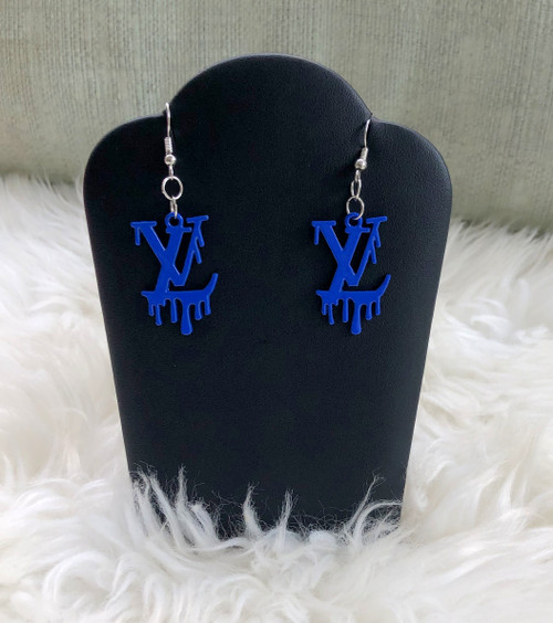 Drip Blue dangle earrings.