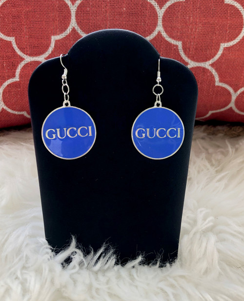 GG Round blue dangle earrings