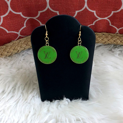 Lime Green Round dangle earrings