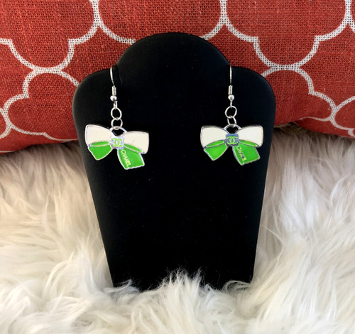 Lime green  Bow dangle earrings