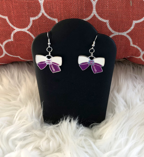 Purple  Bow dangle earrings