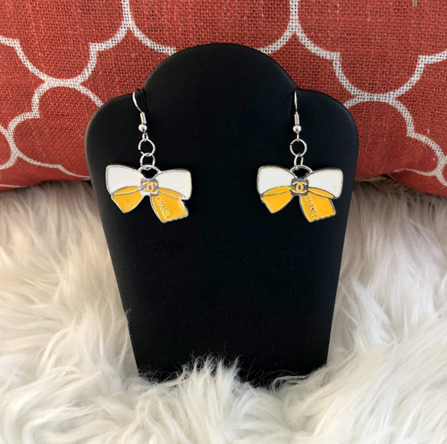 Yellow Bow dangle earrings