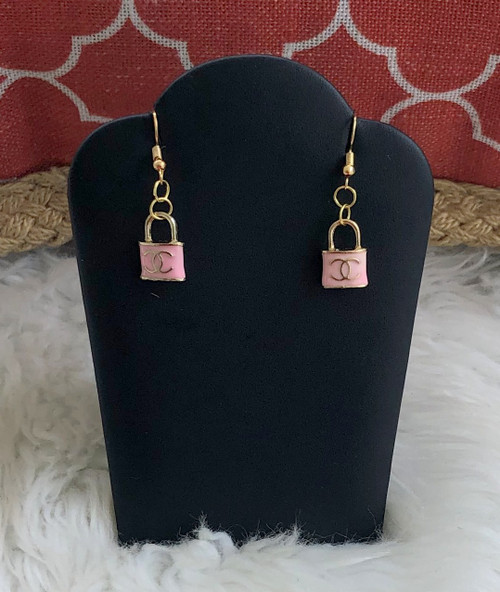 pink Locket dangle earrings