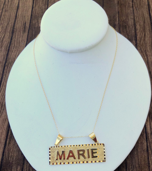 14k Gold filled thin chain name plate necklace 1