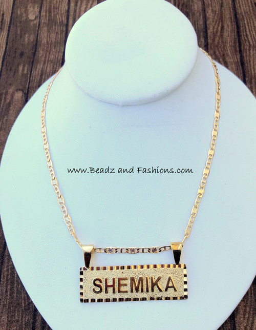 14k Gold filled medium chain name plate necklace 1