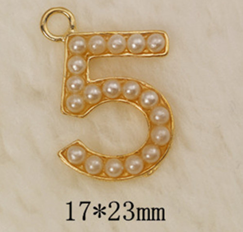 5pc Pearl "5" charm pendant