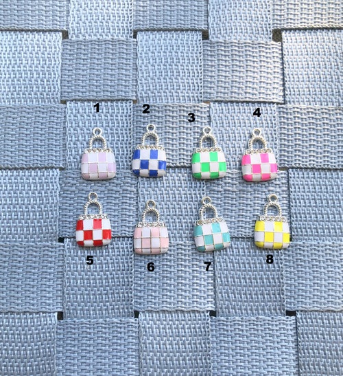Small checker pocketbook bag charm