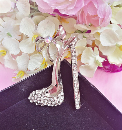 Large silver Rhinestone heel Charm