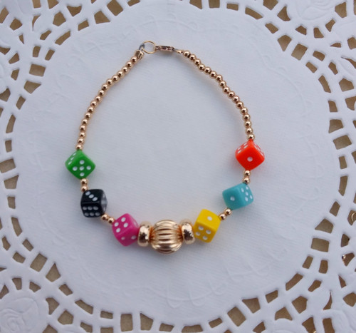 14k Gold filled Rainbow Dice bracelet #2
