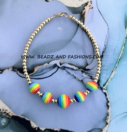 14k gold Rainbow stripe bracelet #2