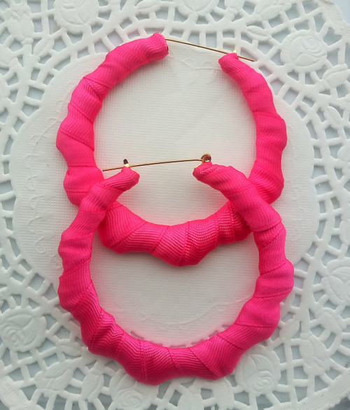 Pink wrap bamboo earrings #1