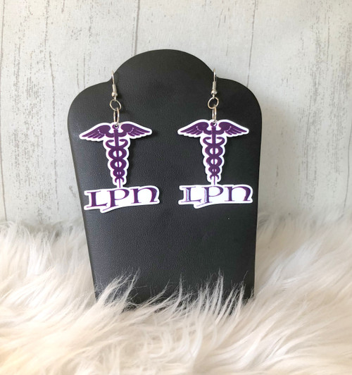 LPN purple dangle earrings