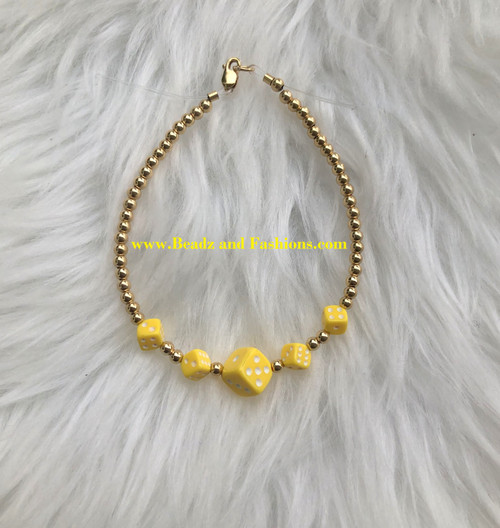 14k Gold filled Yellow Dice bracelet