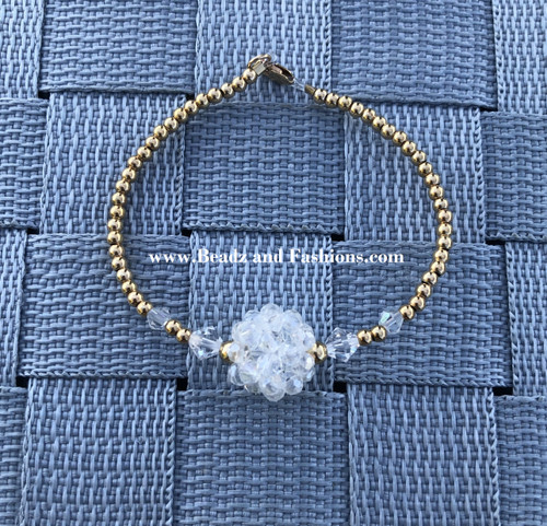 14k gold filled clear cluster bracelet.