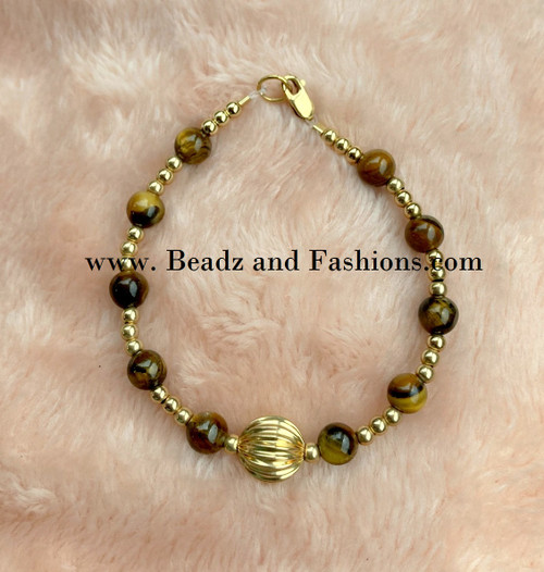 14k gold Tiger Eye  bracelet