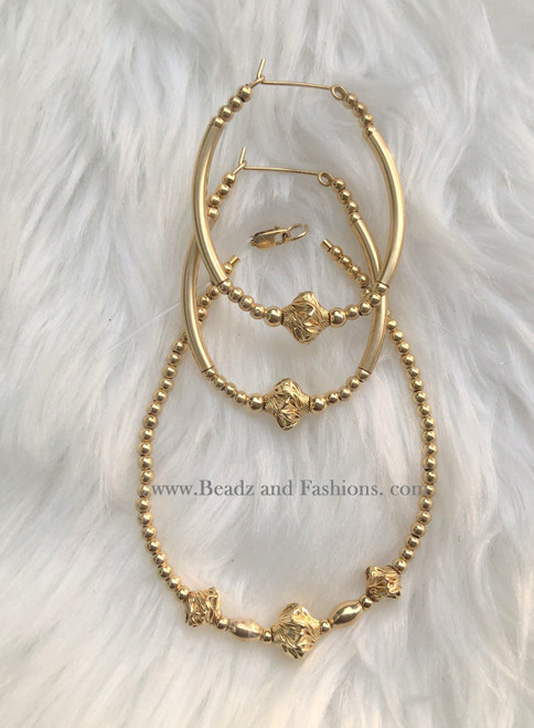 14k All gold 2pc nugget set