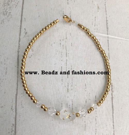 14k gold clear oval stardust bracelet   .